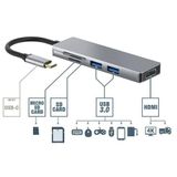  Cáp chuyển đổi từ TypeC sang HDMI  5 IN 1 Adapter USB 3.0 đầu đọc thẻ nhớ Type-c to HDMI hub typec -dc4978 