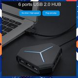  Bộ Chia USB 6 Cổng Dài 1m, USB Hub 2.0 Tiện Dụng Hình Lục Giác Có Đèn LED Báo Hiệu Kèm Ảnh Thật -dc3923 