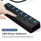  Bộ Hub Chia 4 / 7 Cổng USB 3.0 3.0 5Gbps Có Đèn LED Cho Laptop PC Công Tắc 30CM 