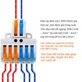  Cút nối dây điện nhanh KV 2 pha 2 cổng vào 2 cổng ra PCT-222 250v 32a 