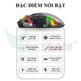  Chuột không dây XUNFOX XYH20 3 chế độ kết nối, thiết kế trong suốt độc lạ kèm nhiều chế độ đèn led RGB -DC4998 