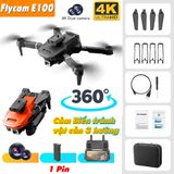  Flycam điều khiển từ xa E100- flycam giá rẻ trang bị camera kép 4k, cảm biến chống va chạm trên không -DC4956 