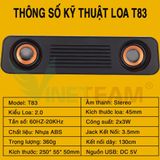  Loa vi tính 2.0 để bàn T83 Âm Thanh Siêu Trầm Đa Phương Tiện Dùng Cho Máy Vi Tính PC, Laptop, Tivi -dc4882 