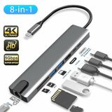  Bộ chuyển đổi đa năng 8 IN 1 cho laptop táo,Dell XPS 13,và thiết bị máy tính ĐT hỗ trợ USB type C 