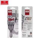  Cáp sạc nhanh 3 đầu bọc dù 3 trong 1 gồm Lightning - Micro USB -TypeC - DÂY BỌC THÉP SIÊU BỀN Earldom EC-IMC17 -DC3791 