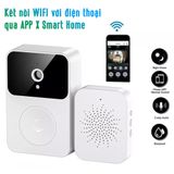  Chuông Cửa Thông Minh WIFI Hd Không Dây Có Thể Sạc Lại Chống Nước 166°Góc Rộng Có camera đàm thoại -dc4806 