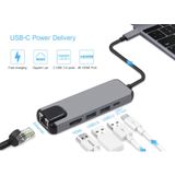  Hub Type C 5in1 cổng lan -Cổng chuyển đổi HUB USB Type-C to HDMI,USB 3.0,RJ45,PD Type-C cho Laptop táo -dc4850 