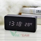  Đồng Hồ Gỗ Led Để Bàn Hình Chữ Nhật cảm ứng rung  vỗ tay  nhẹ vào đồng hồ để kích hoạt màn hình LED 