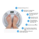  Cân sức khỏe - Cân điện tử hình tròn mặt kính cường lực tiện dụng Max 180kg(Trong suốt) -dc1899 