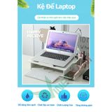  Bàn kê màn hình máy tính, Laptop đa năng bằng gỗ ghép tiện dung nghiêng 8 độ có khe tản nhiệt cao cấp (Trắng) 