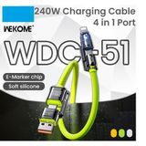  Cáp sạc 4 trong 1 sạc nhanh 240W KINGKONG WDC51 dây silicon 1.2m hỗ trợ cho Macbook ipad iphone 