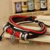  Vòng Đeo Tay Da Hình Chiếc Lá Màu Đỏ Thời Trang Cá Tính -VT16 