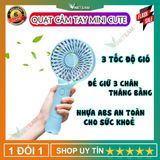  Quạt cầm tay Mini 4 Cánh Pin Sạc , 3 tốc độ gió, có đế giữ 3 chân năng động chắc chắn, nhựa ABS an toàn sức khoẻ -DC4011 