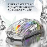  Chuột không dây XUNFOX XYH20 3 chế độ kết nối, thiết kế trong suốt độc lạ kèm nhiều chế độ đèn led RGB -DC4998 