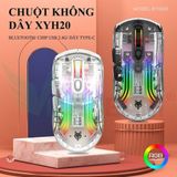  Chuột không dây XUNFOX XYH20 3 chế độ kết nối, thiết kế trong suốt độc lạ kèm nhiều chế độ đèn led RGB -DC4998 