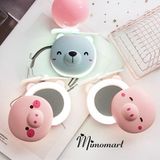  Quạt sạc tích điện mini kèm gương có đèn led cute -dc3747 