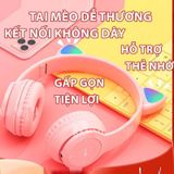  Tai nghe Bluetooth P47M, Hình tai mèo dễ thương, Phát sáng đèn đầy màu sắc, có đèn LED có thẻ có thể gập lại -dc4577 