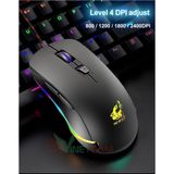  CHUỘT CHƠI GAME LED RGB FREE WOLF V6 -V1(Đen) bảo hành 3 tháng 