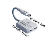  Cáp chia cổng sạc và tai nghe PLEXTONE GS1 hỗ trợ sạc cho điện thoại 15pro, Pad typeC M1, M2 