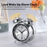  Đồng Hồ Để Bàn Báo Thức quả  chuông Inox kim trôi không gây ồn chuông to hẹn giờ đi học đi làm trang trí... -dc5005 