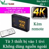  Switch HDMI 4k hỗ trợ từ 3x1 hỗ trợ 3 ngõ vào như DVD, Android box, PC ra 1 cổng HDMI tivi 