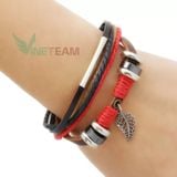  Vòng Đeo Tay Da Hình Chiếc Lá Màu Đỏ Thời Trang Cá Tính -VT16 
