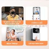  Chuông Cửa Thông Minh WIFI Hd Không Dây Có Thể Sạc Lại Chống Nước 166°Góc Rộng Có camera đàm thoại -dc4806 