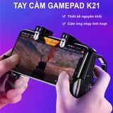  Tay cầm chơi game k21 - kèm nút bấm cho game PUBG, ROS, Free Fire..gắn điện thoại tiện lợi -dc3962 