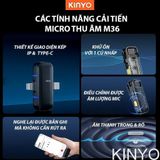  Micro thu âm không dây cài áo Kinyo M36 kèm dock sạc lọc âm chống ồn cao cấp cho Iphone, Android 
