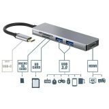  Bộ chia USB Type-C 5 Cổng HDMI/USB 3.0/SD/TF 5IN1 Kết Nối Thiết Bị Thông Minh Dễ Dàng 