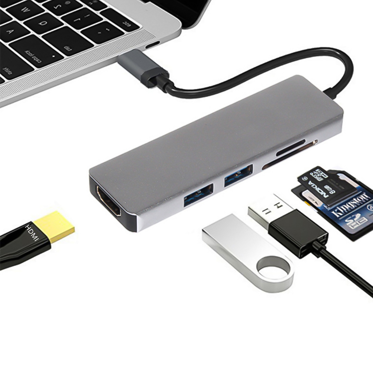 Bộ chia USB Type-C 5 Cổng HDMI/USB 3.0/SD/TF 5IN1 Kết Nối Thiết Bị Thông Minh Dễ Dàng 10 Bộ chia USB Type-C 5 Cổng HDMI/USB 3.0/SD/TF 5IN1 Kết Nối Thiết Bị Thông Minh Dễ Dàng