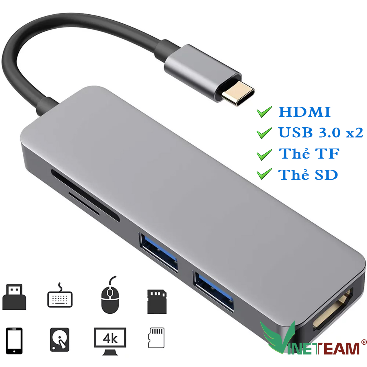 USB Type C Sang HDMI 5 IN 1 5