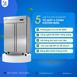  Tủ Mát 4 Cánh 820L KISTEM KIS-XD45R, Công Nghệ Làm Lạnh Trực Tiếp 