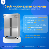  Tủ Mát 4 Cánh 820L KISTEM KIS-XD45R, Công Nghệ Làm Lạnh Trực Tiếp 