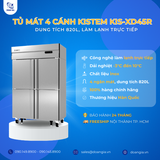  Tủ Mát 4 Cánh 820L KISTEM KIS-XD45R, Công Nghệ Làm Lạnh Trực Tiếp 