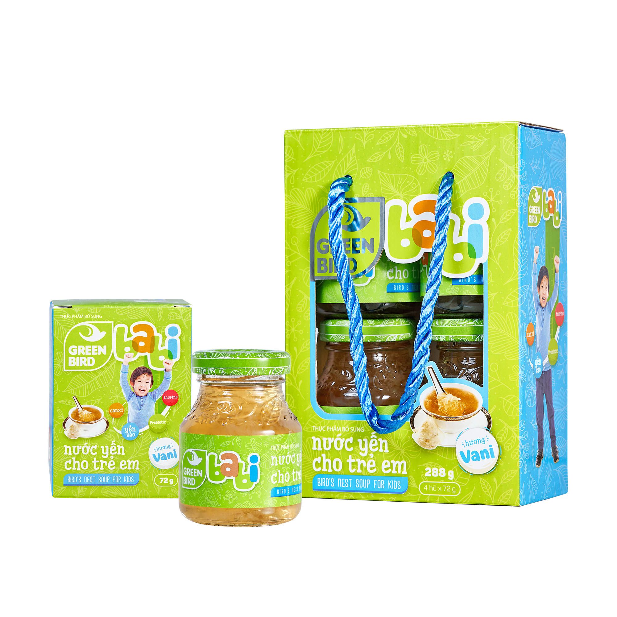  Dietary Supplement Bird’s nest soup for kids with Vanilla flavor Green Bird Babi - Pack 4 jars x 72gr 