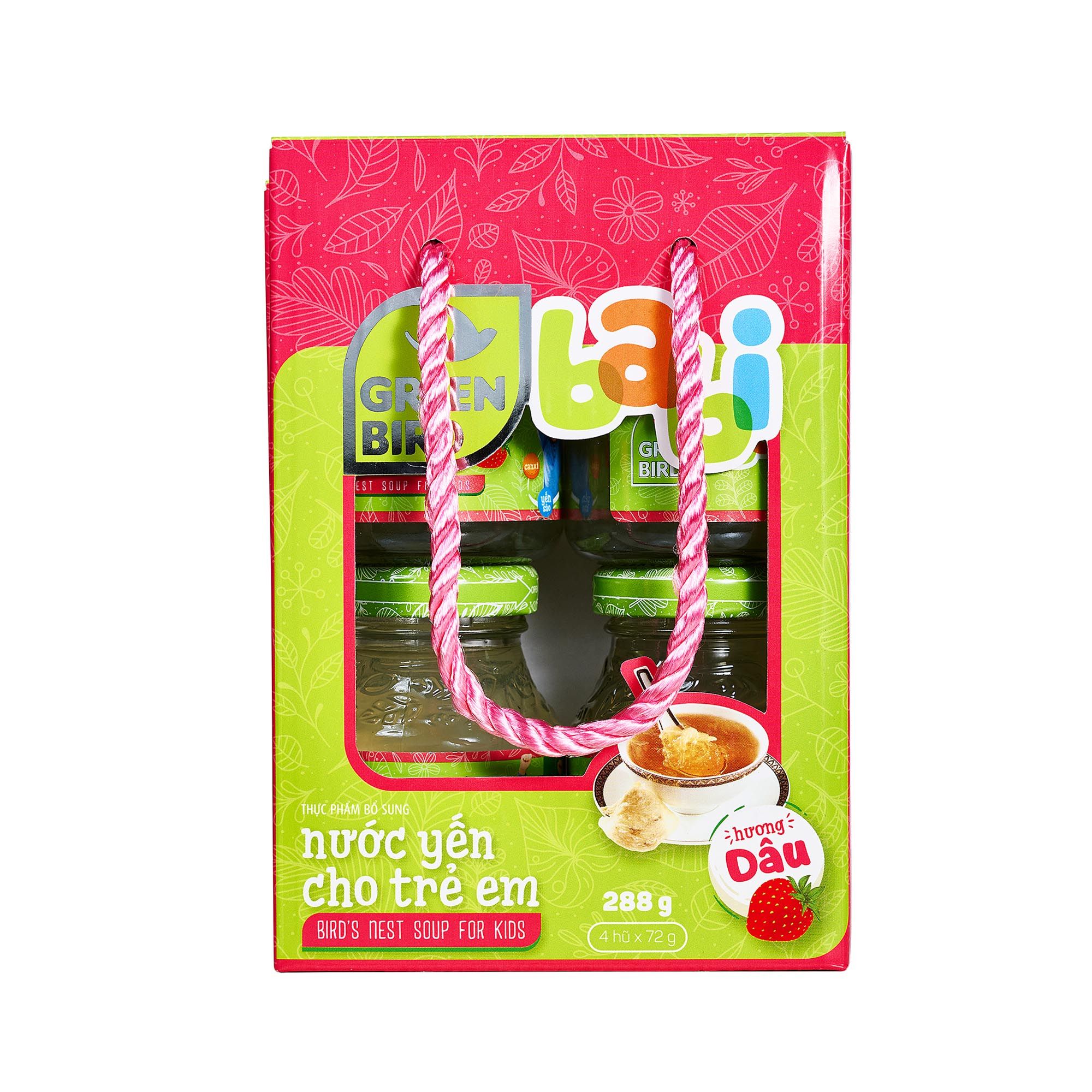  Dietary Supplement Bird’s nest soup for kids with Strawberry flavor Green Bird Babi - Pack 4 jars x 72gr 