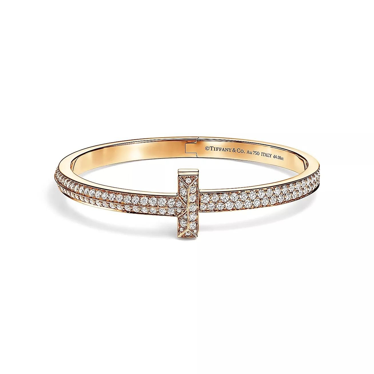  Tiffany T T1 Wide Diamond Hinged Bangle 