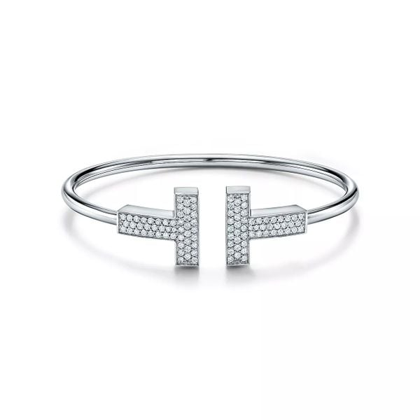  Tiffany T Wide Diamond Wire Bracelet 