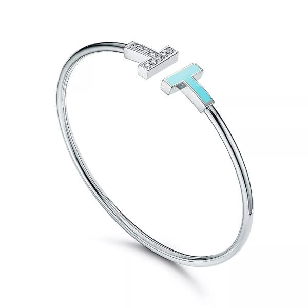  Tiffany T Diamond and Turquoise Wire Bracelet 