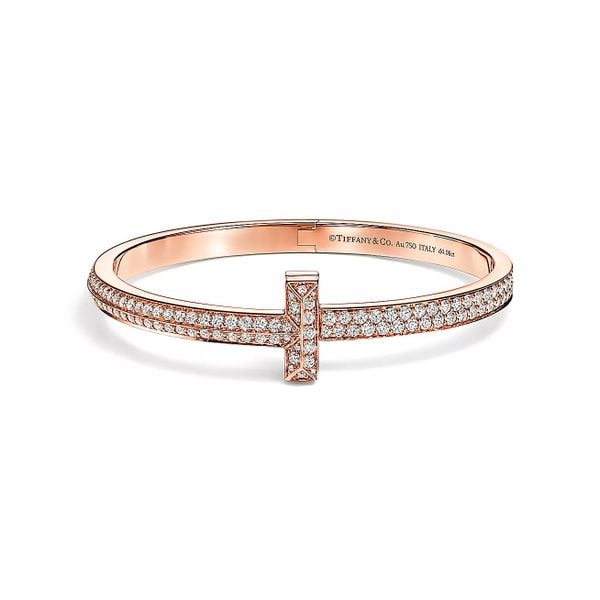  Tiffany T T1 Wide Diamond Hinged Bangle 