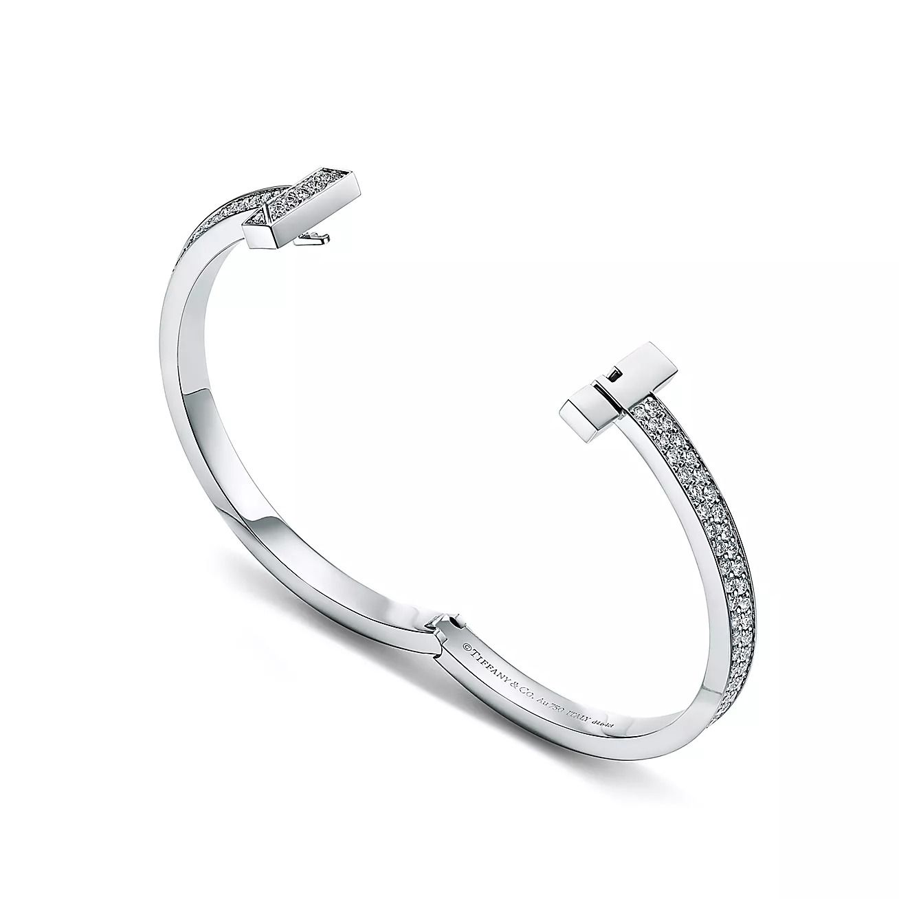  Tiffany T T1 Wide Diamond Hinged Bangle 