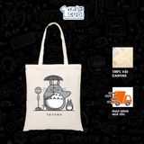  Túi Tote Ghibli, Trùm Cuối 2025, 100% vải Canvas 35x40 cm - Unisex Nam Nữ 2 màu đen trắng 