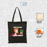  Túi Tote Meme, Trùm Cuối 2025, 100% vải Canvas 35x40 cm - Unisex Nam Nữ 2 màu đen trắng 
