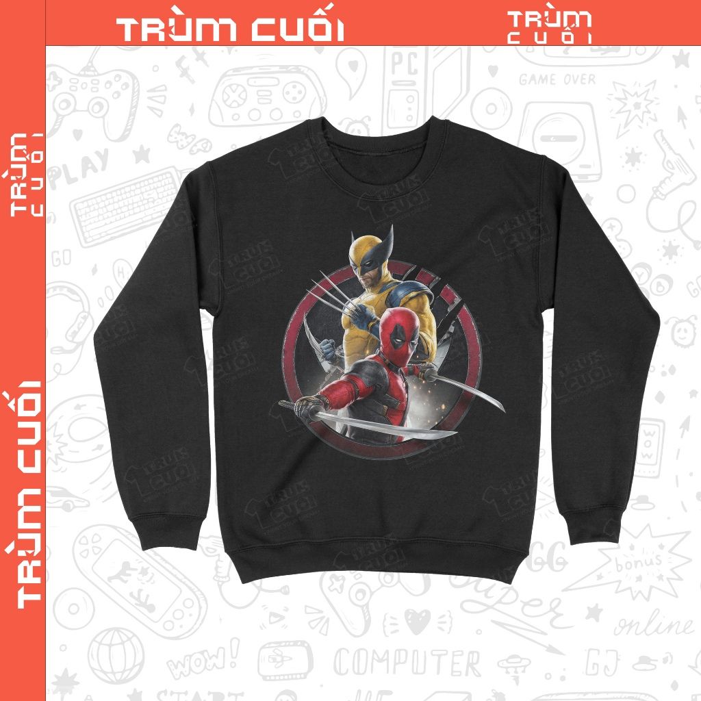  Áo Sweater Deadpool & Wolverine, Trùm Cuối Marvel Cine, Nỉ Bông 100% Unisex nam nữ 0430 