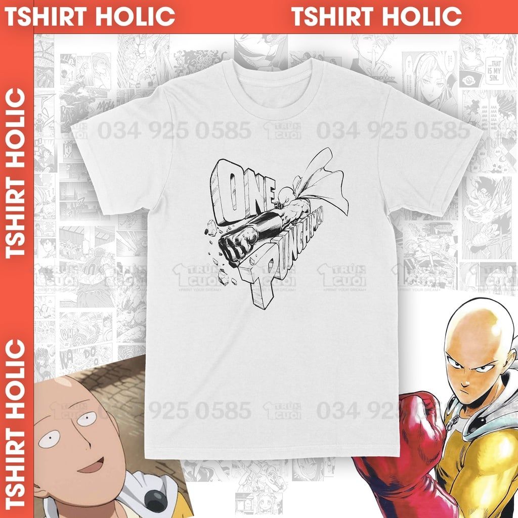  Áo thun One Punch Man: Saitama Unisex Trùm Cuối Anime, Cotton 100% 2 màu nam nữ 0055 