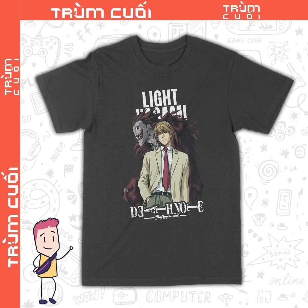  Áo thun Chết Nốt - Light Yagami, Trùm Cuối Manga Anime, Unisex Cotton 100% 2 màu nam nữ 0335 