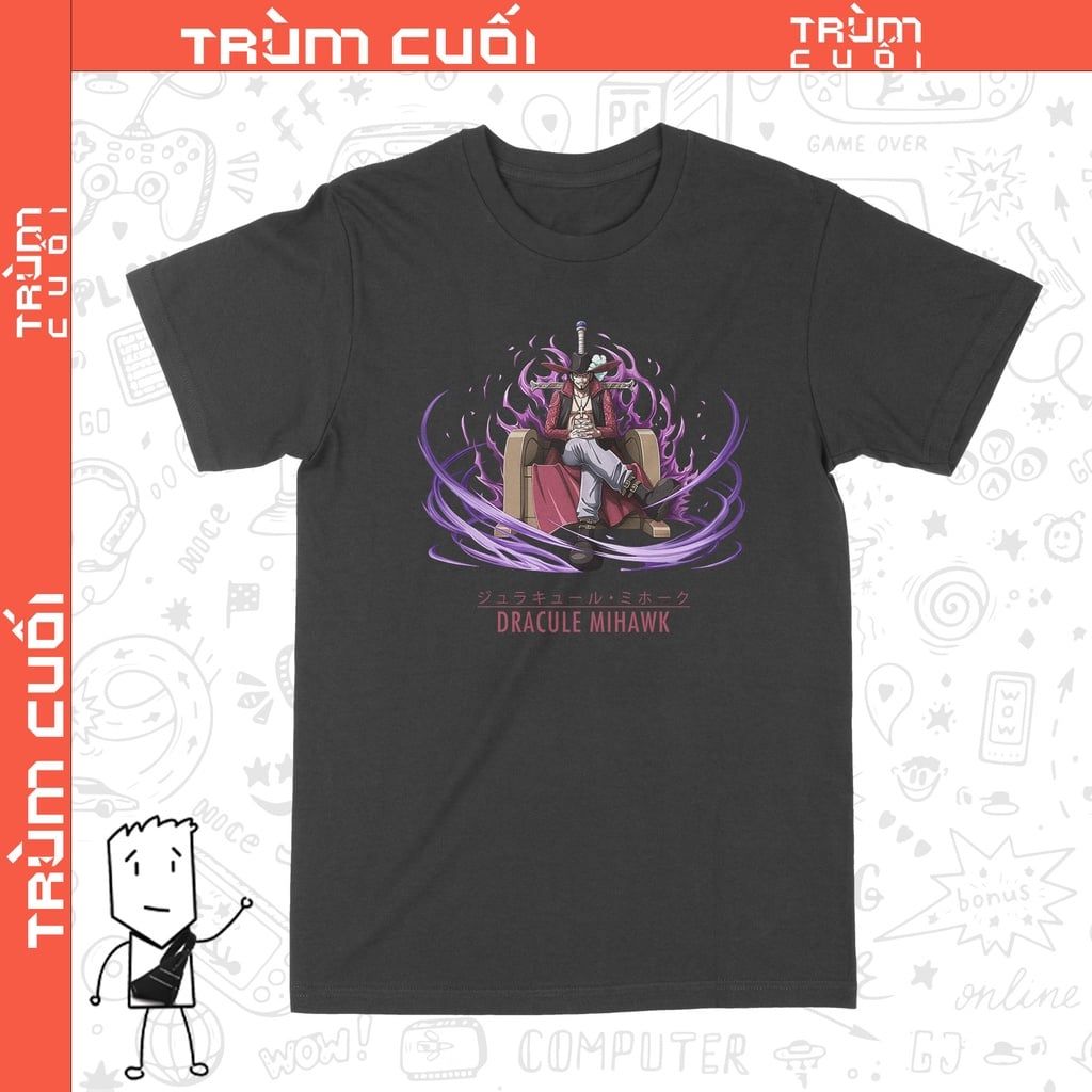  Áo thun Dracule Mihawk - One Piece, Trùm Cuối Anime Cine, Cotton 100% 2 màu nam nữ 0164 