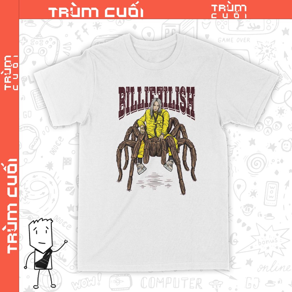  Áo thun Billie Eilish, Trùm Cuối Thần tượng âm nhạc, Unisex Cotton 100% 2 màu nam nữ 0265 