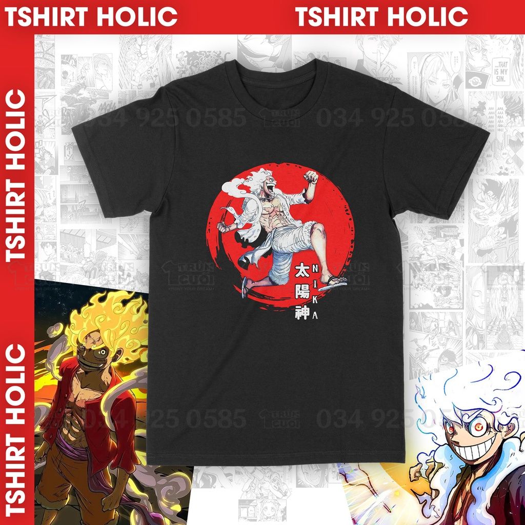  Áo thun One Piece: Luffy Nika Gear 5 Unisex Trùm Cuối Manga Anime, Cotton 100% 2 màu nam nữ 0020 